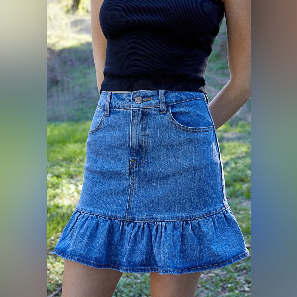 Denim Ruffle Skirt